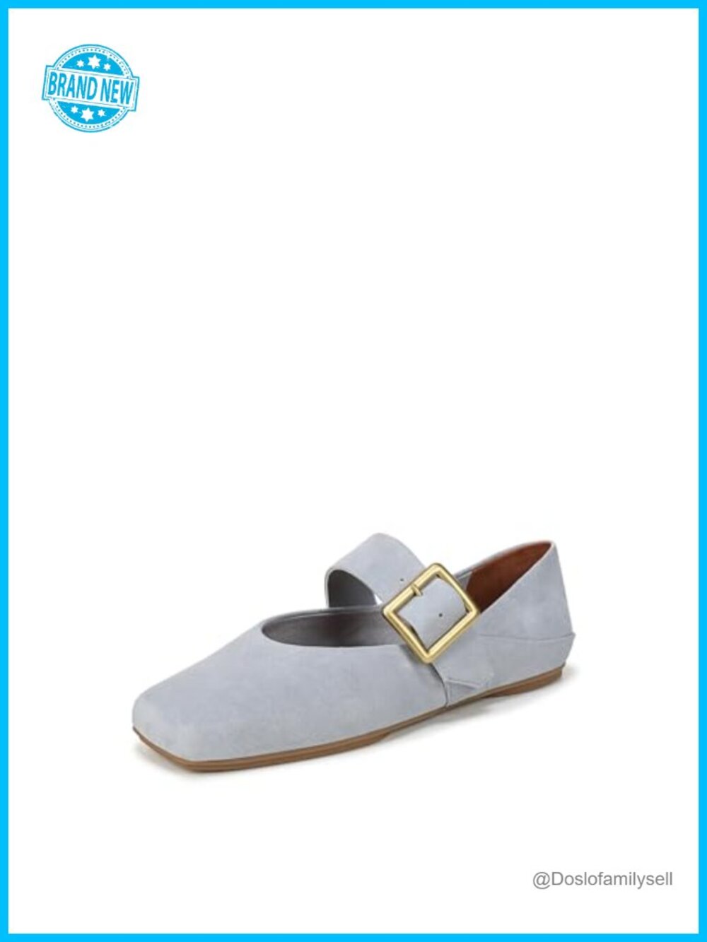 Mary Jane Ballet Flats Suede Square Toe Buckle Strap Comfort